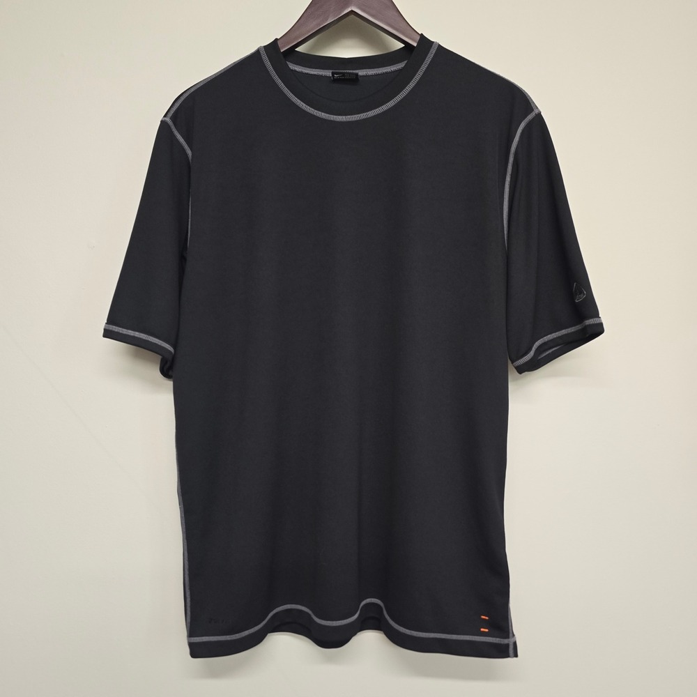 Nike ACG Base Layer Shirt Mens Large Black Gray Contrast Stitch Outdoor Y2K